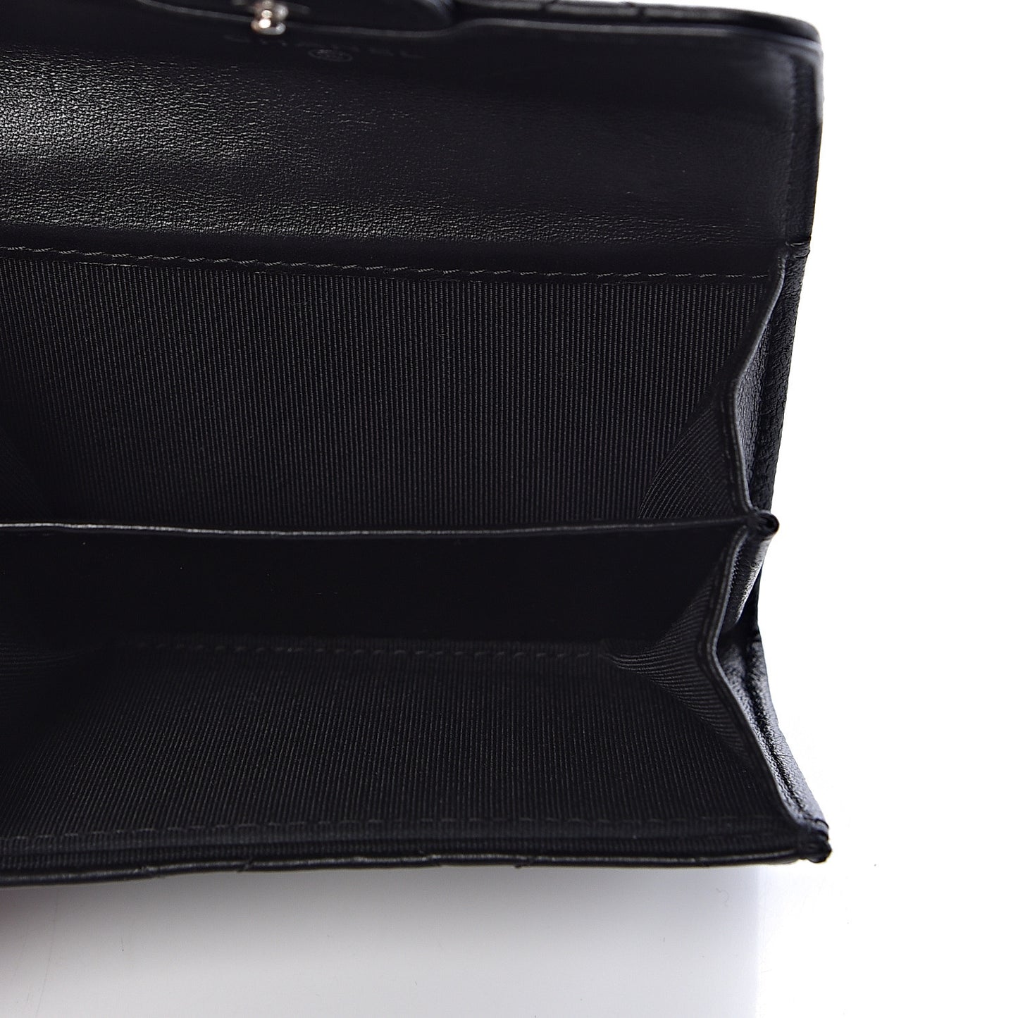Lambskin Quilted Flap Card Holder Wallet Black