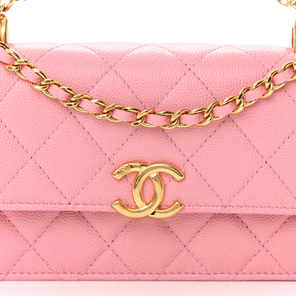 Chanel Caviar Quilted Flap Phone Holder With Chain Light Pink 9 of 14