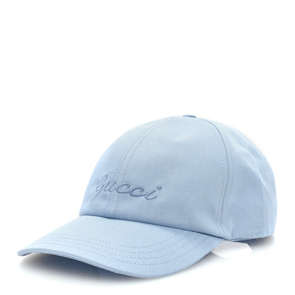 Gucci Cotton Embroidered Logo Script Baseball Hat XL Porcelain Blue 1 of 8