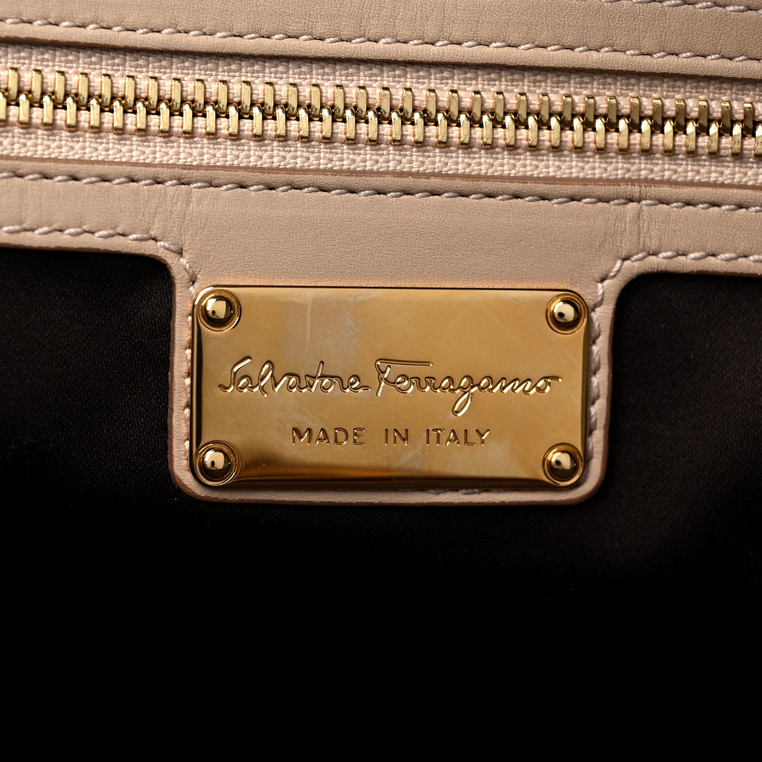 Salvatore Ferragamo Calfskin Fiamma Bag New Bisque 5 of 10