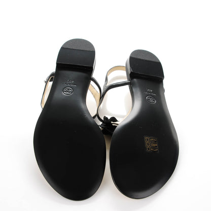 Chanel Lambskin Camellia Thong Sandals 40 Black 5 of 7