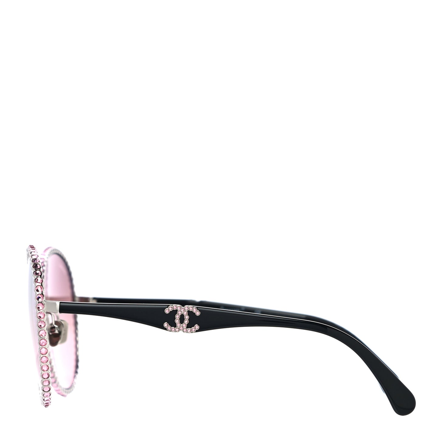 Metal Strass Round Sunglasses 71430 Black Pink