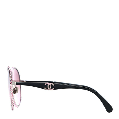 Chanel Metal Strass Round Sunglasses 71430 Black Pink 2 of 6
