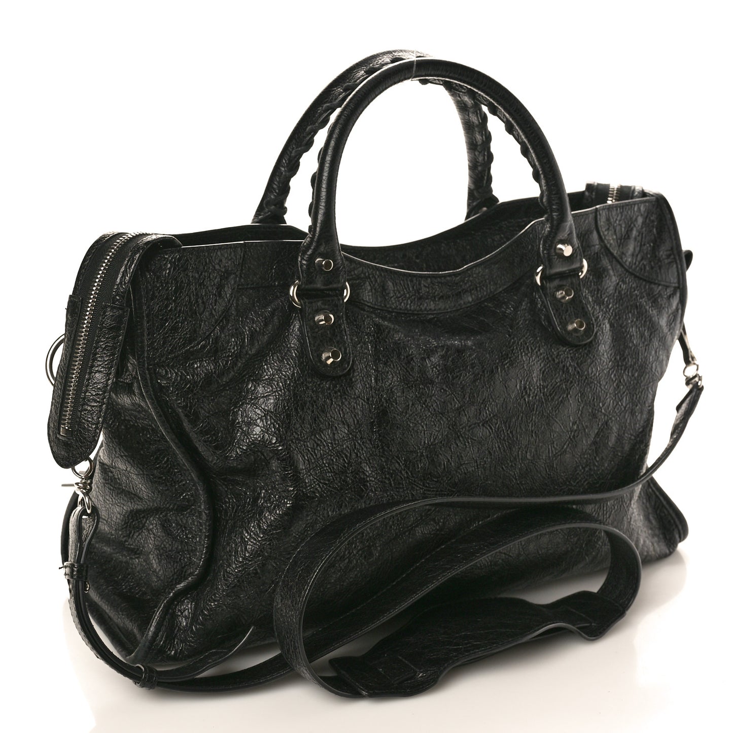 Chevre Silver Metallic Edge Hardware City Black