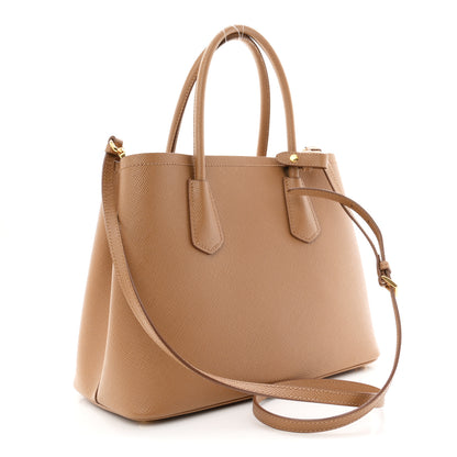 Prada Saffiano Cuir Small Double Bag Caramel 3 of 9