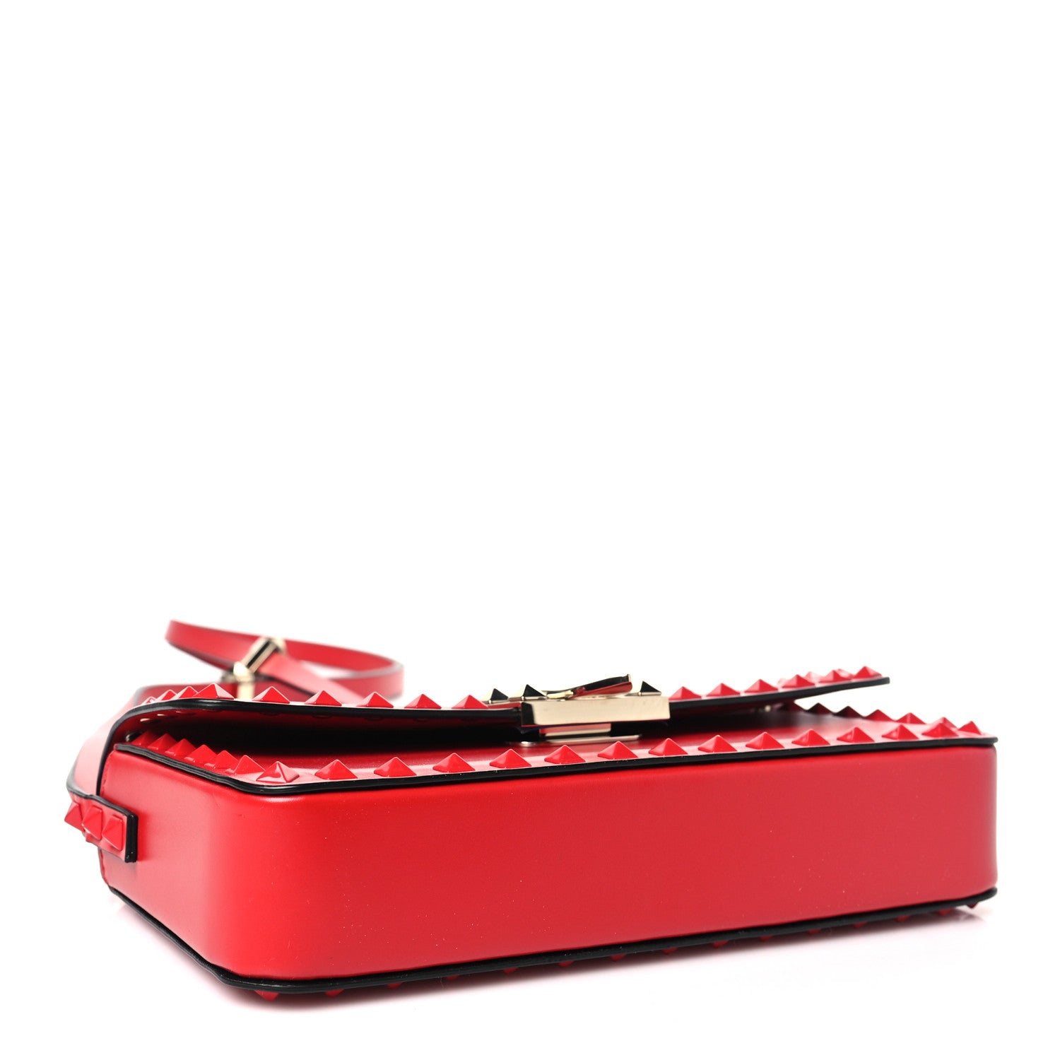 Valentino Garavani Smooth Calfskin Enamel Tonal E/W Rockstud23 Shoulder Bag Rouge Pur 4 of 9