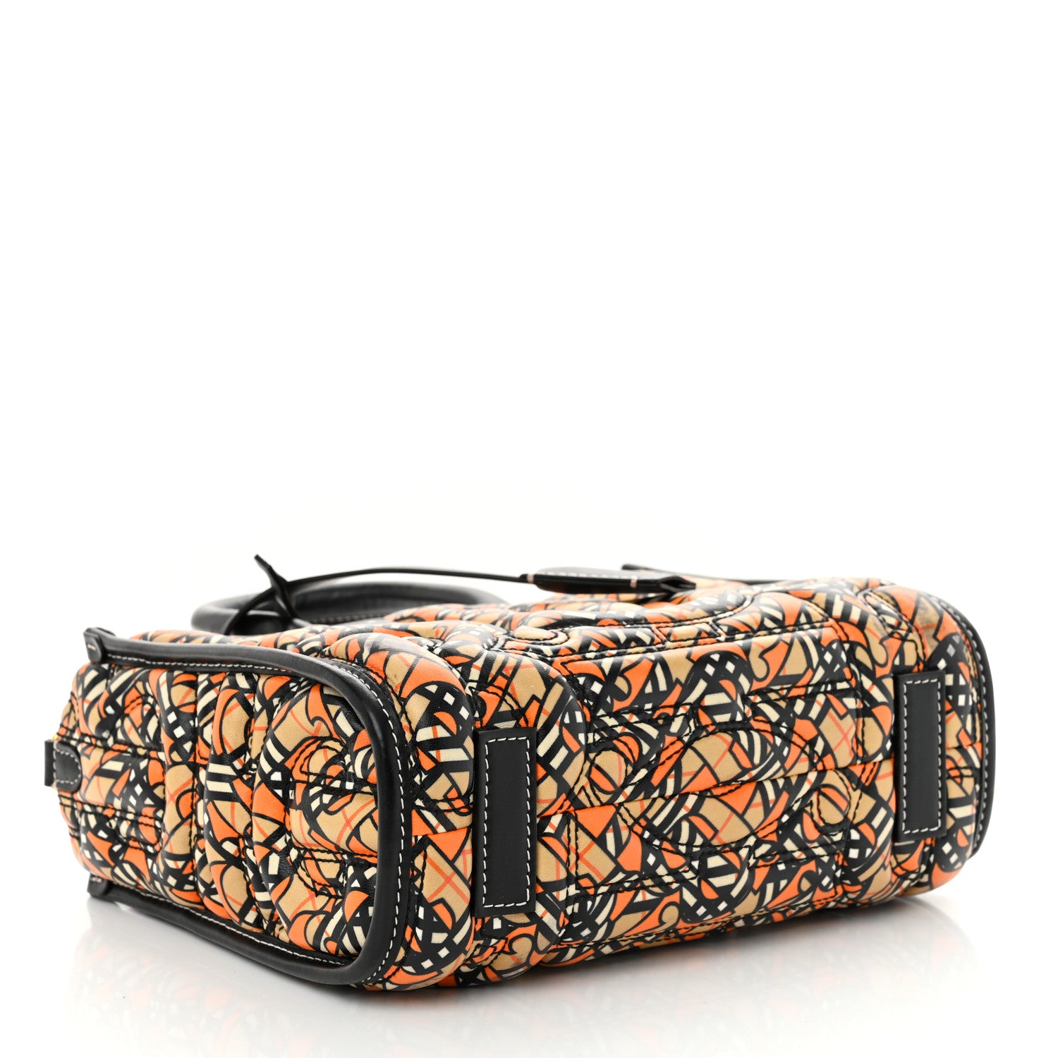 Burberry Lambskin Quilted Printed TB Heritage Check Mini Freya Tote Orange 4 of 11