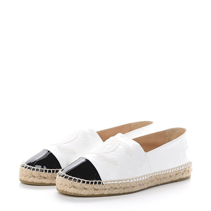 Chanel Patent CC Espadrilles 41 White Black 3 of 7