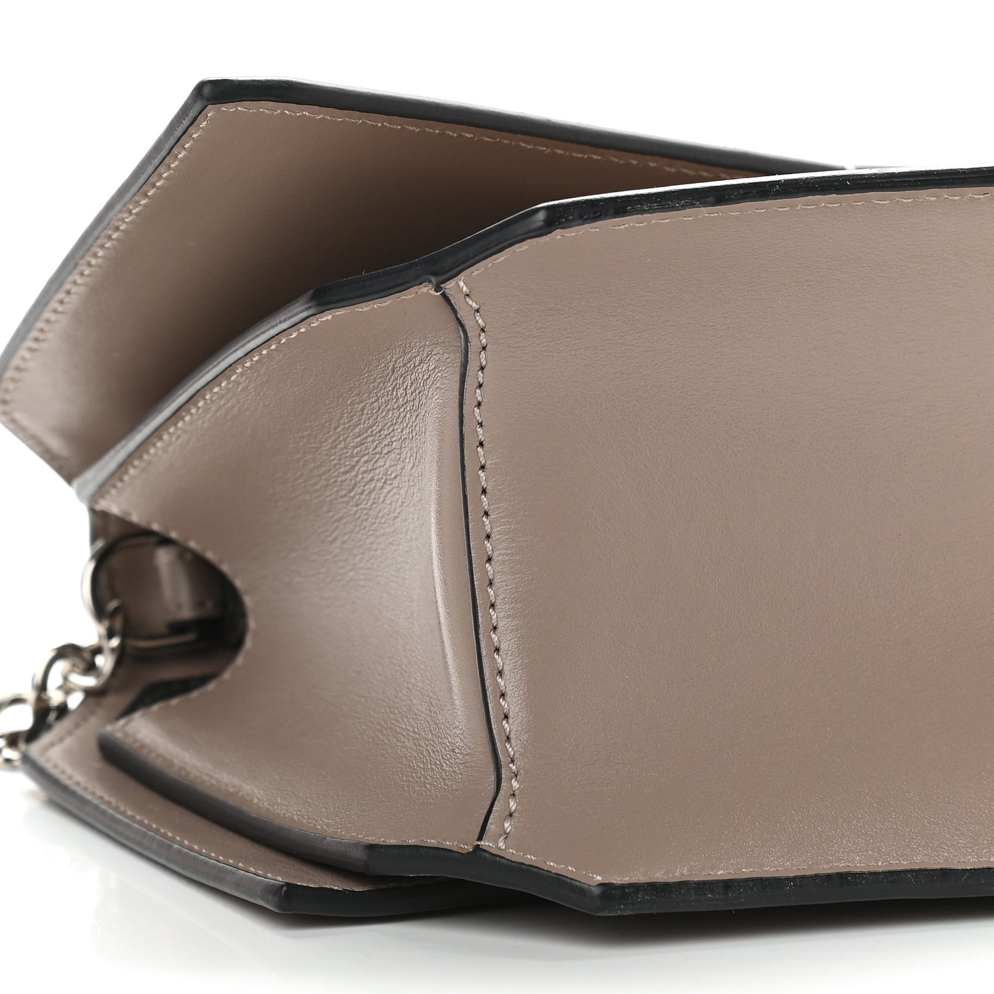 Calfskin Bow Cut Chain Wallet Taupe