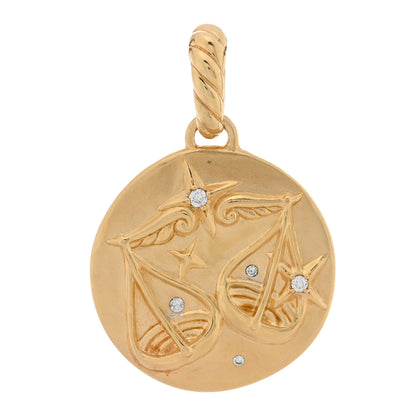 David Yurman 18K Yellow Gold Diamond Libra Amulet Pendant 1 of 3