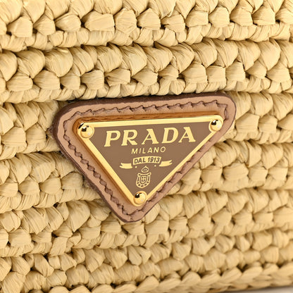 Prada Yarn Raffia Effect Crochet Mini Re-Edition 2000 Shoulder Bag Naturale 9 of 10