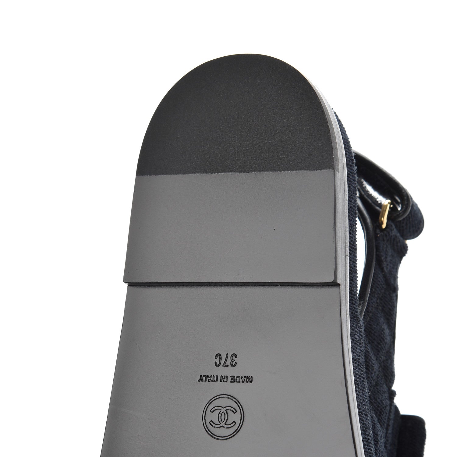 Chanel Velvet Velcro Dad Sandals 37 Navy Blue 11 of 15