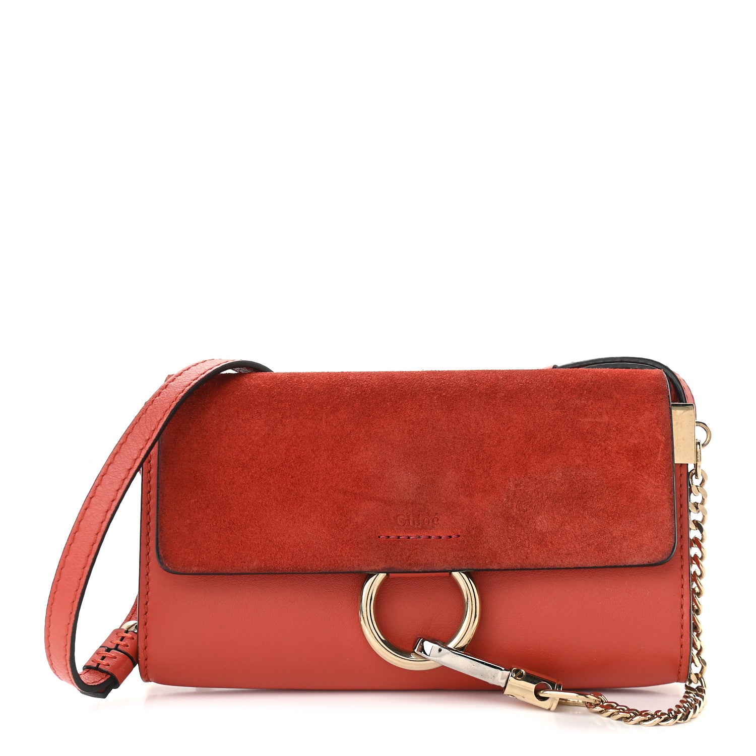 Chloe Suede Calfskin Mini Faye Shoulder Bag Earthy Red 1 of 9