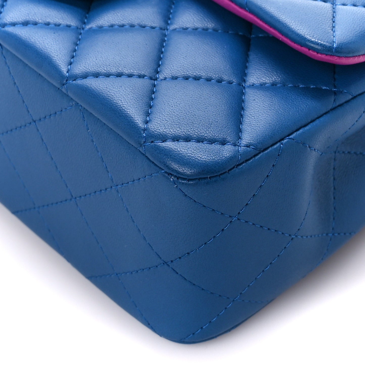 Lambskin Quilted Mini Rectangular Flap Blue Purple