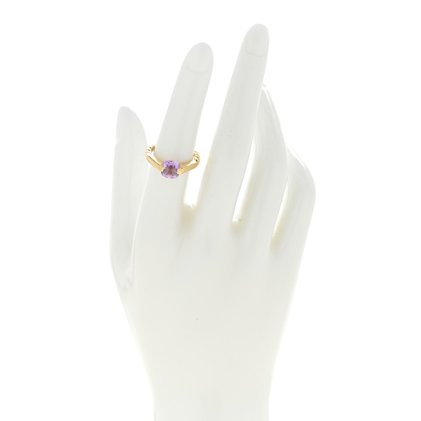18K Yellow Gold Amethyst Half Bezel Ring 52 6