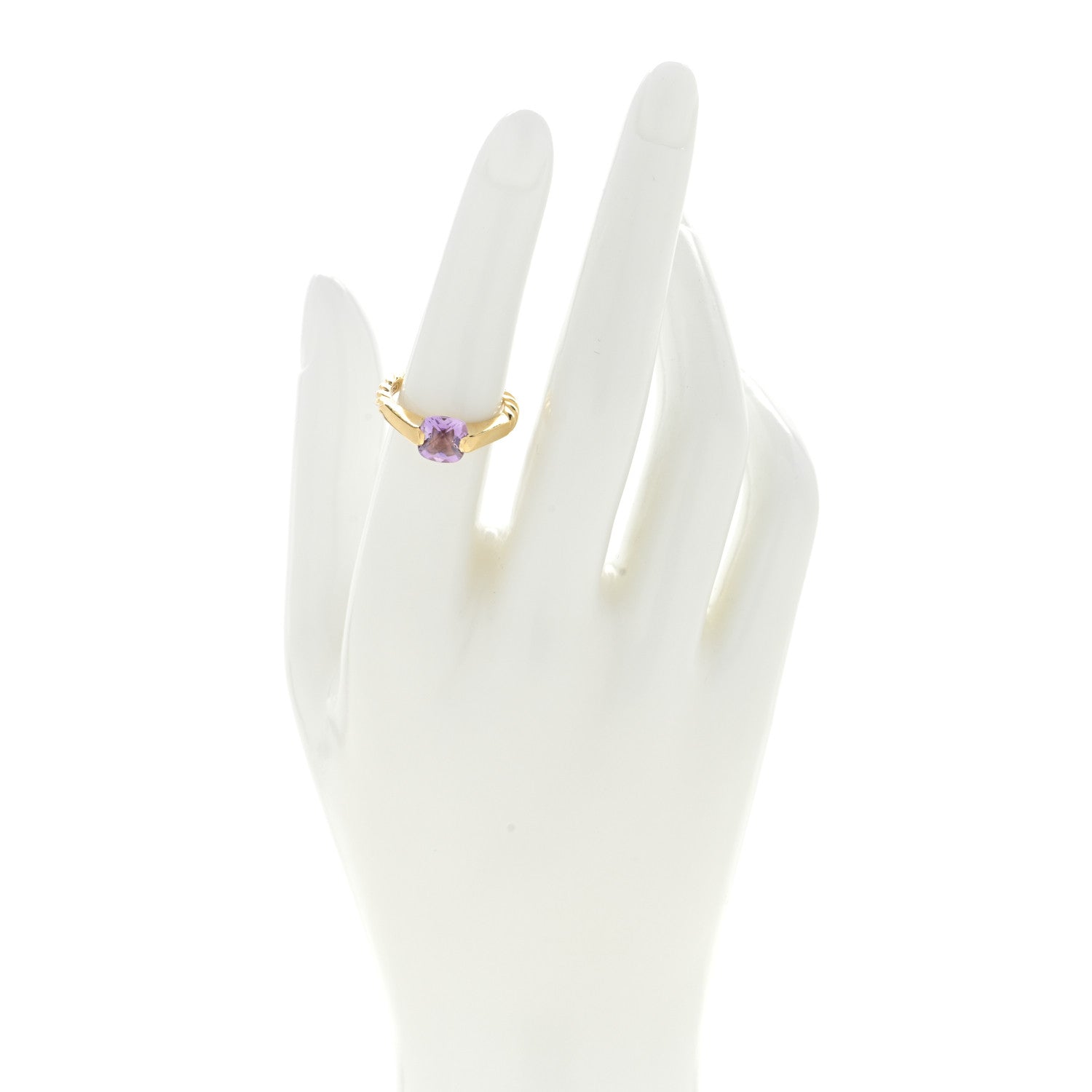 David Yurman 18K Yellow Gold Amethyst Half Bezel Ring 52 6 2 of 4