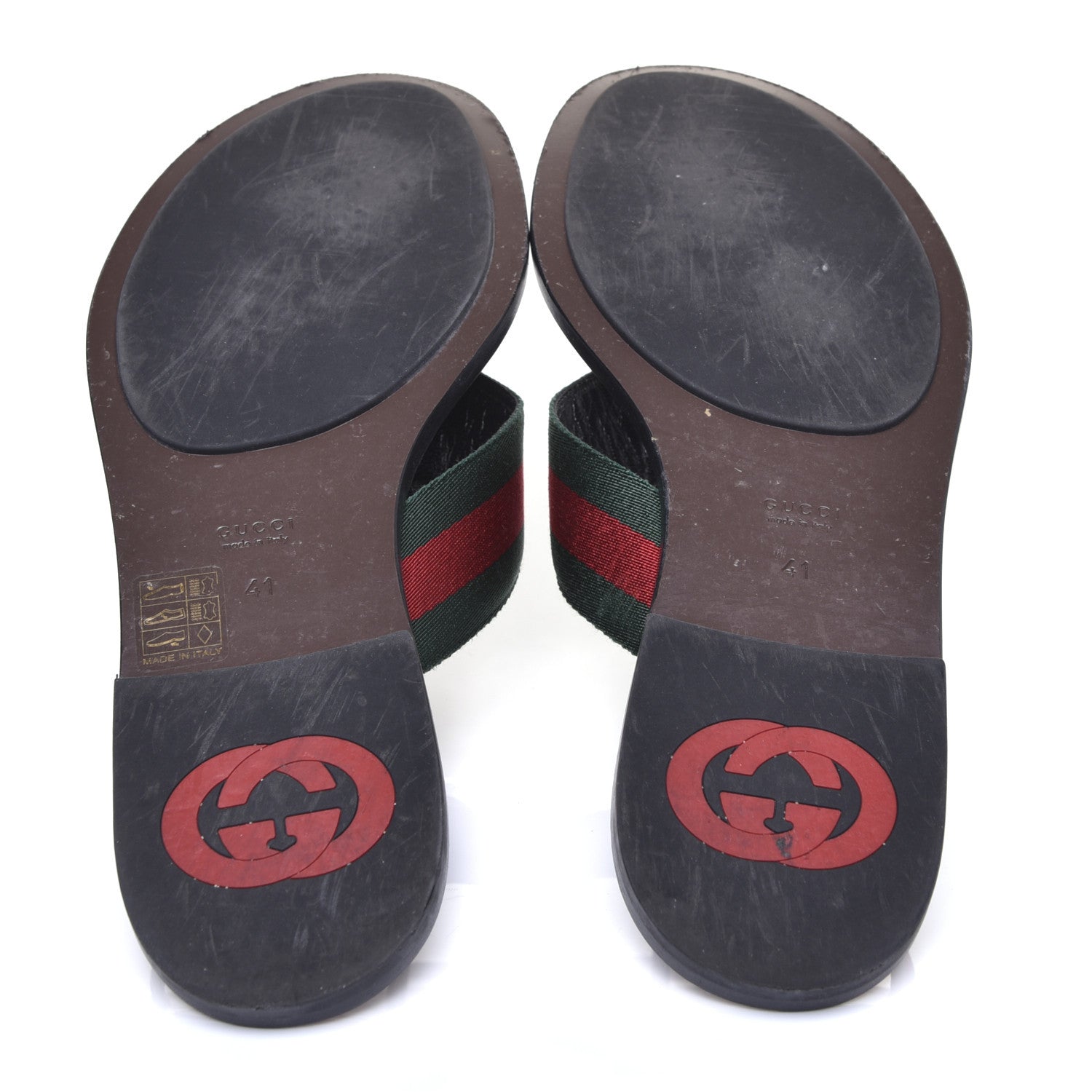 Gucci Nylon Calfskin Web GG Monogram Womens Thong Sandals 41 Green Red Cocoa 6 of 10