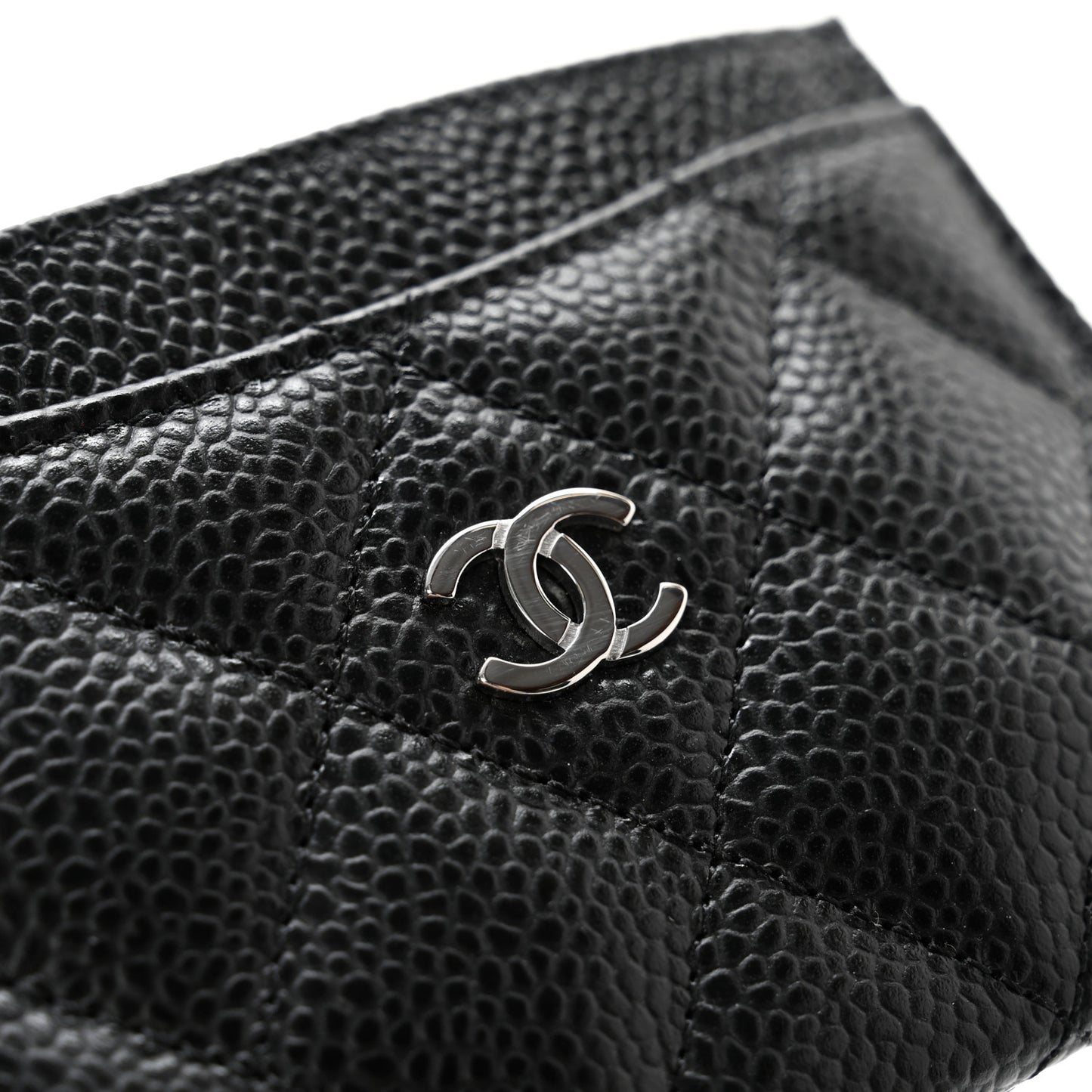 Caviar Quilted Card Holder Black