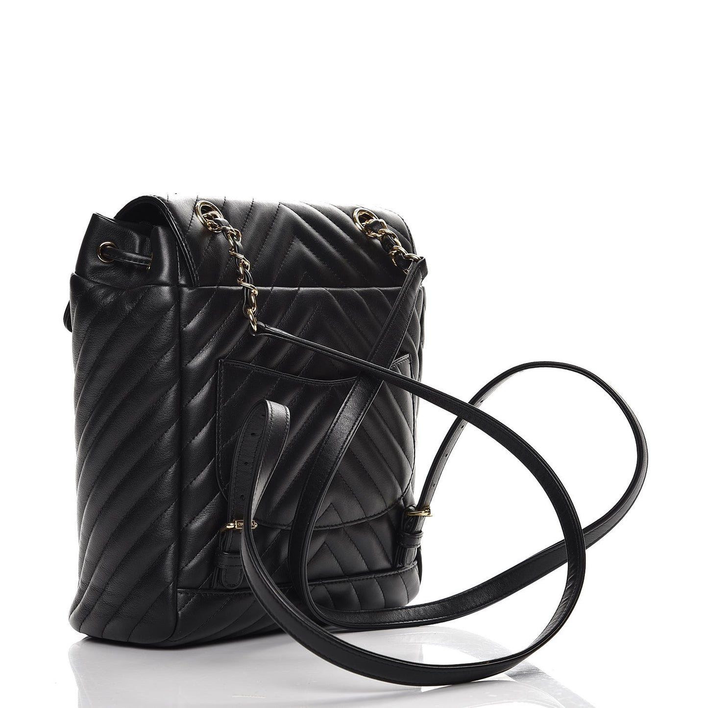 Calfskin Chevron Quilted Small Urban Spirit Backpack Black