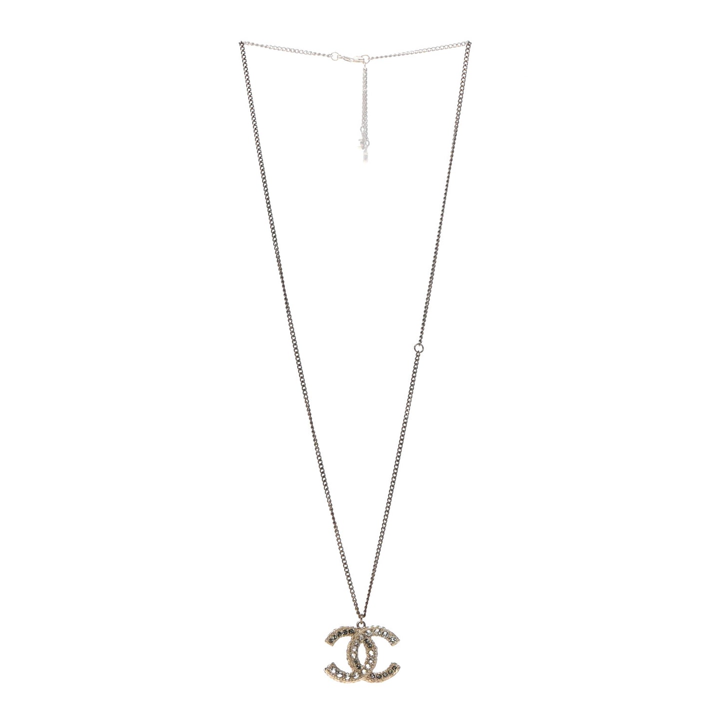 Crystal Enamel CC Reversible Pendant Necklace Gold