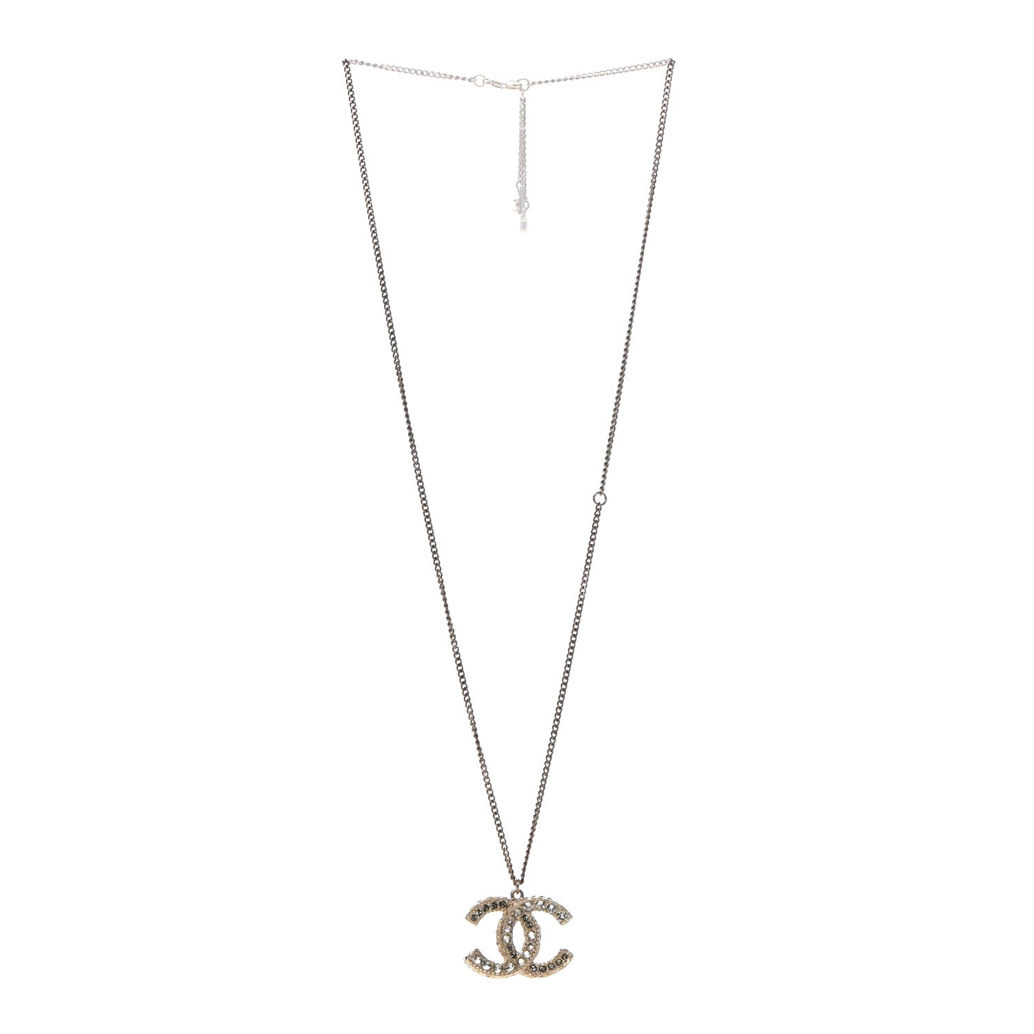 Chanel Crystal Enamel CC Reversible Pendant Necklace Gold 3 of 7