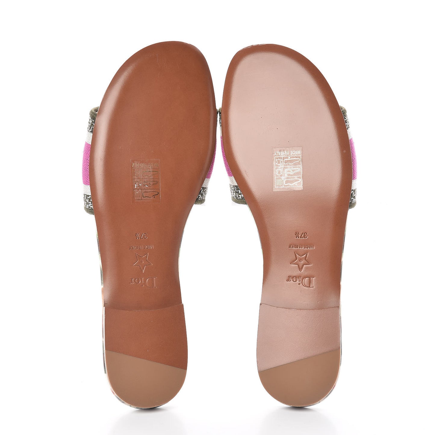 Canvas KaleiDioroscopic Embroidered Dway Flat Slide Sandals 37.5 Deep Amaranth