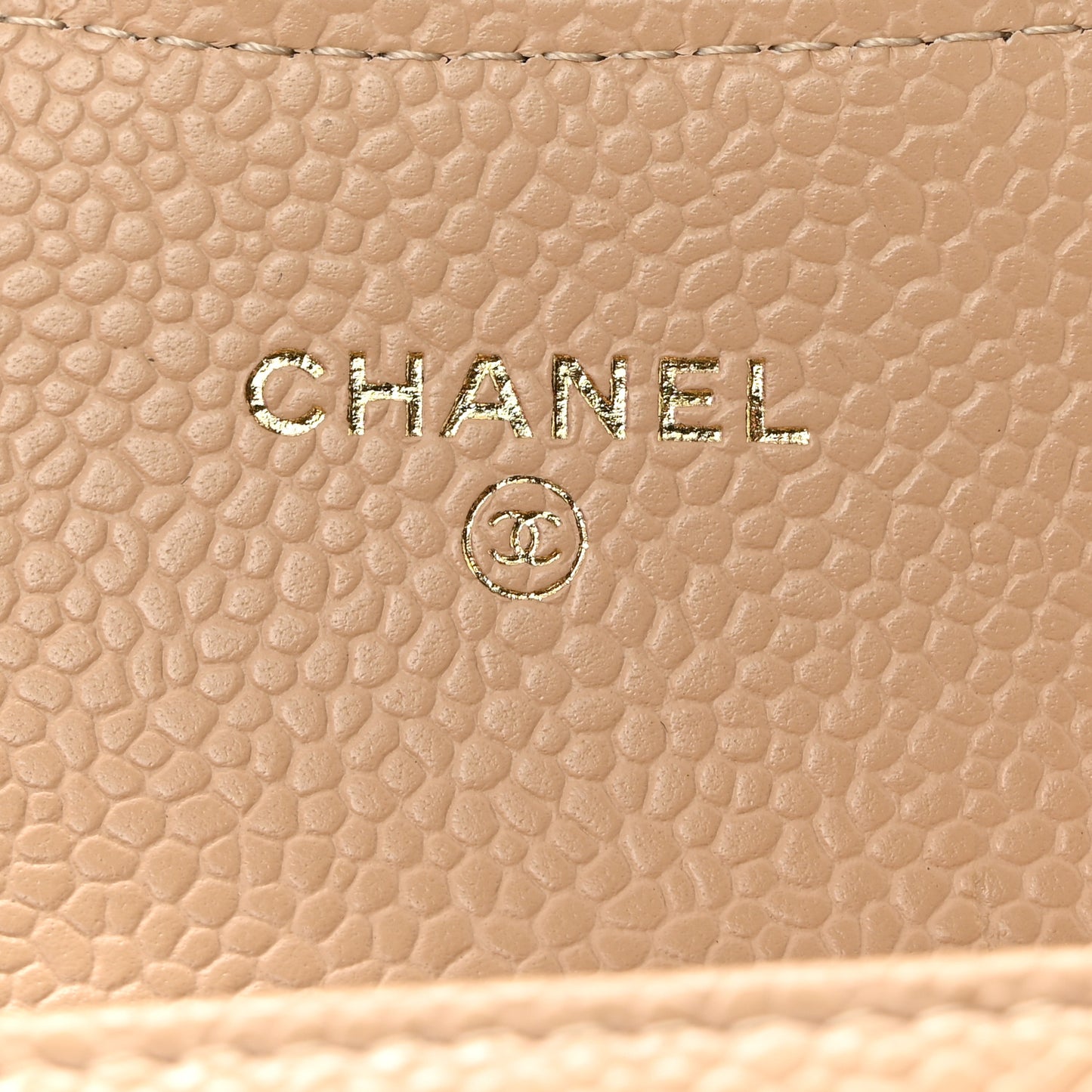 Caviar Quilted Flap Card Holder Wallet Beige