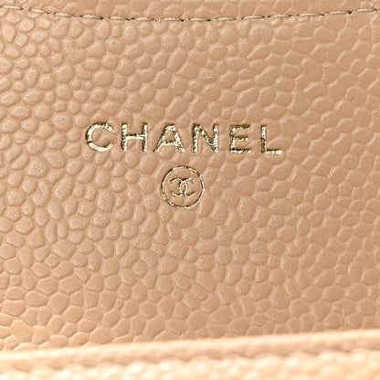 Chanel Caviar Quilted Flap Card Holder Wallet Beige 6 of 8