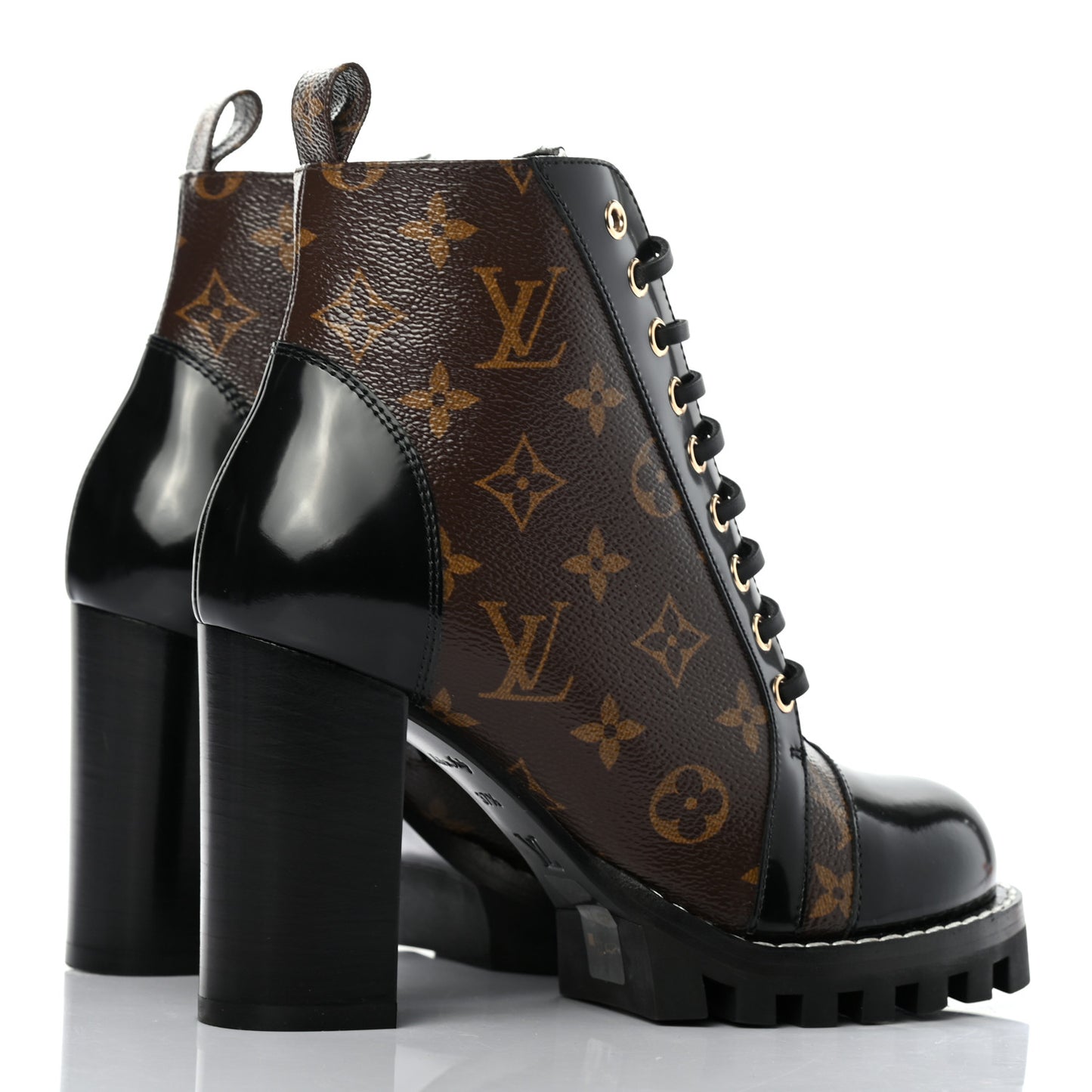 Patent Calfskin Monogram Star Trail Ankle Boots 37.5 Black