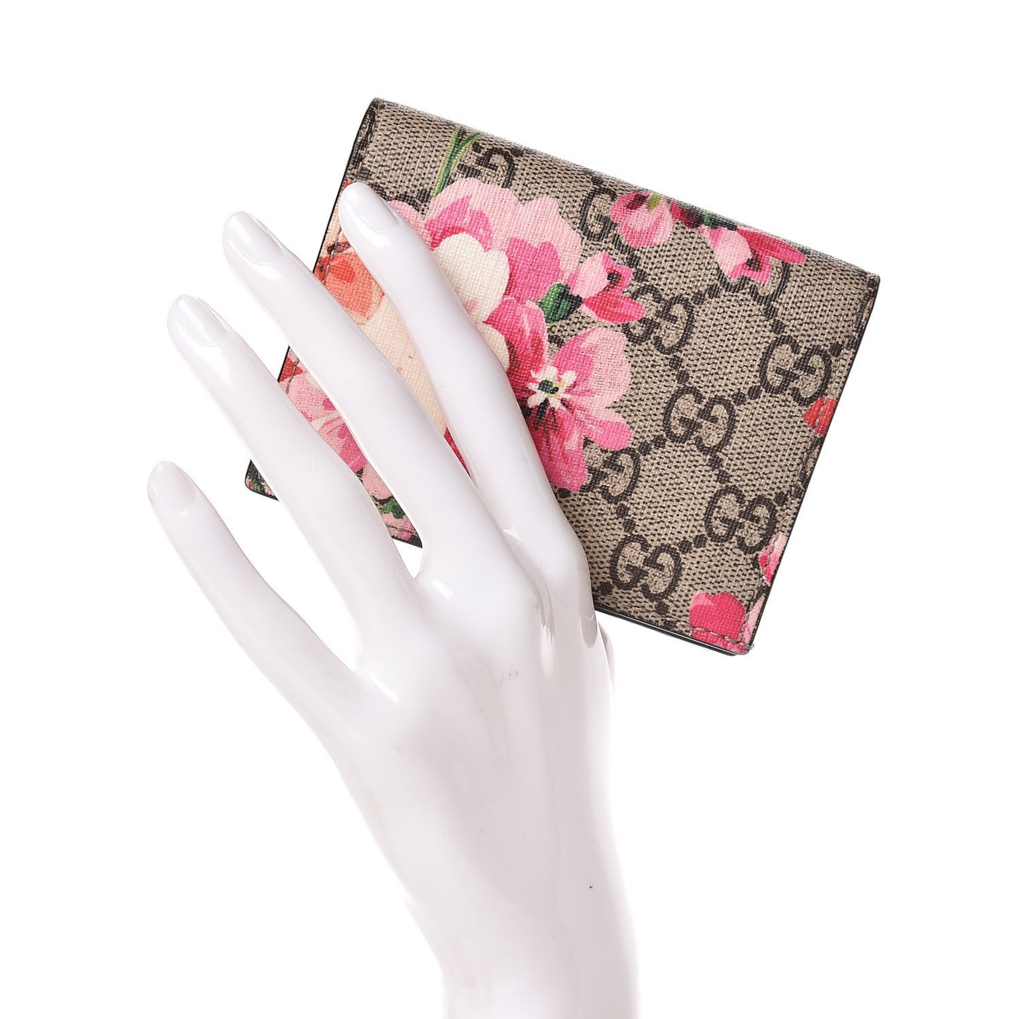 GG Supreme Monogram Blooms Card Case Beige Multicolor Dry Rose
