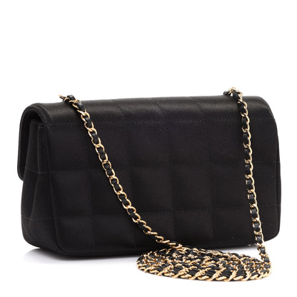 Chanel Satin Chocolate Bar Quilted Rectangular Mini Flap Black 3 of 11