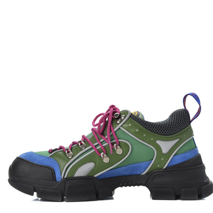 Gucci X SEGA Nylon Calfskin Suede Mens Flashtrek Sneakers 8.5 New Shamarock Bright Splash Vintage Green 1 of 11