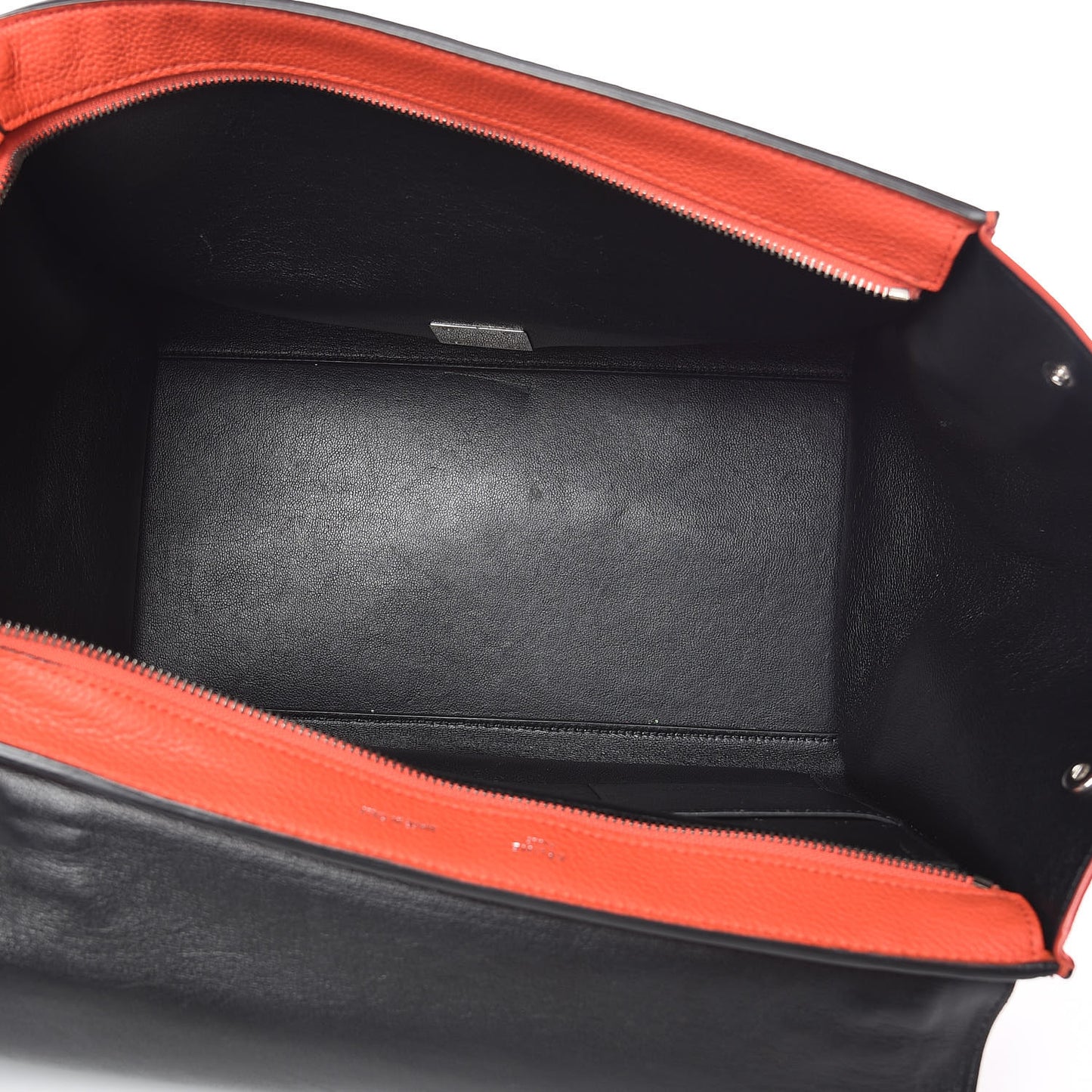 Drummed Calfskin Suede Medium Trapeze Vermillion