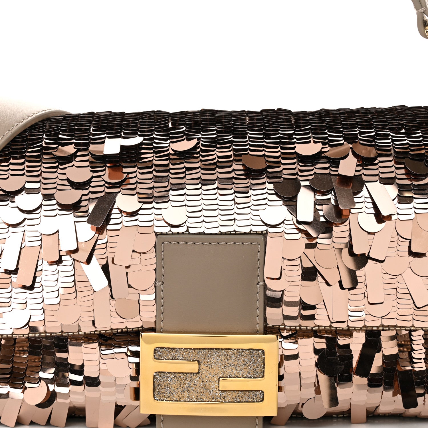 Fendi Sequin Paillettes Vitello Grace Sex and the City Baguette Tortora 8 of 21
