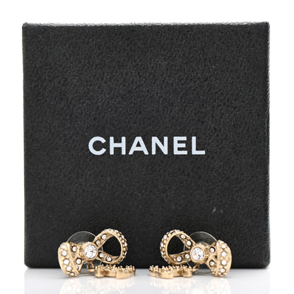 Chanel Crystal CC Bow Drop Earrings Gold 5 of 5