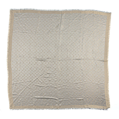 Louis Vuitton Silk Lurex Wool Monogram Shine Shawl Greige 1 of 3
