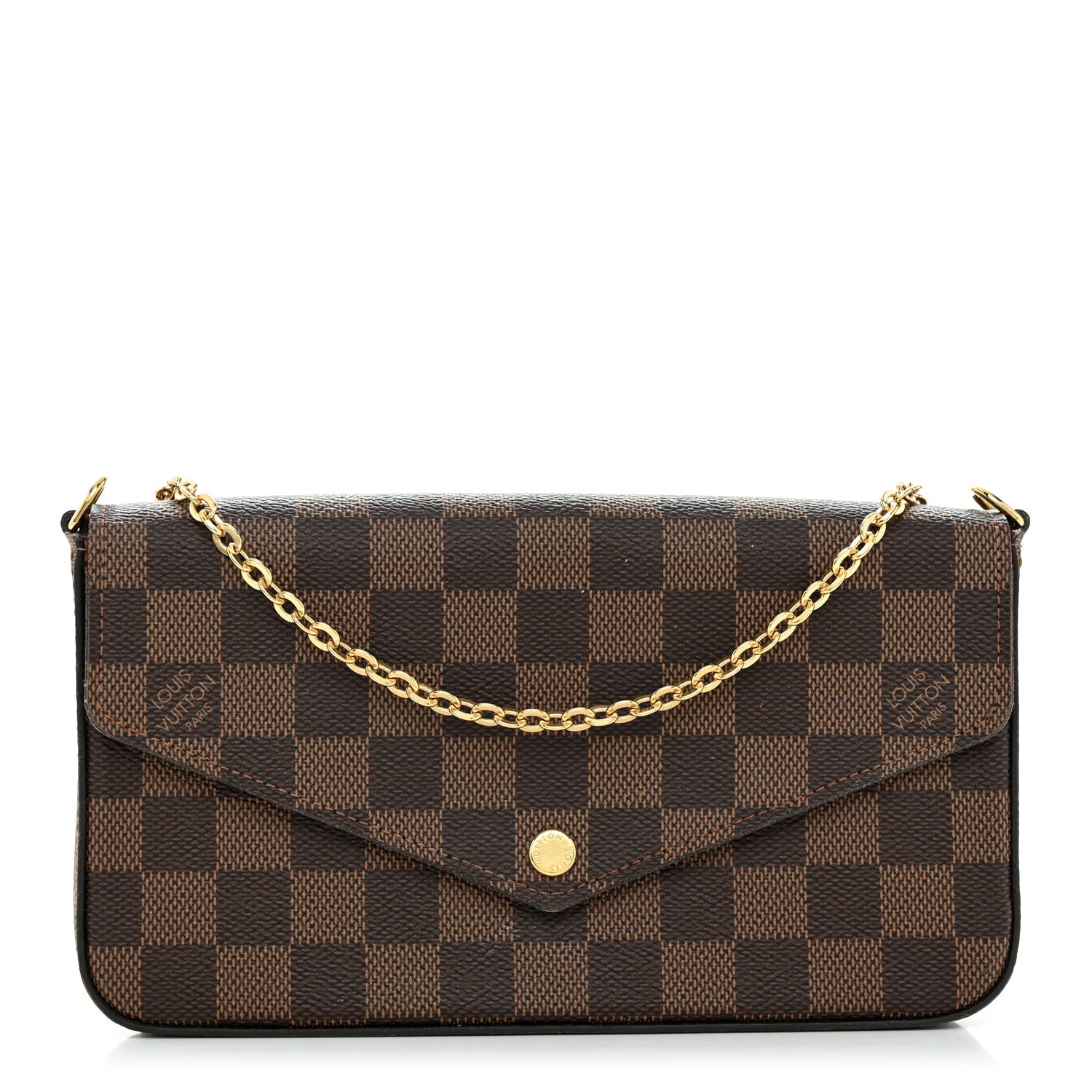Louis Vuitton Damier Ebene Pochette Felicie Chain Wallet 3 of 15
