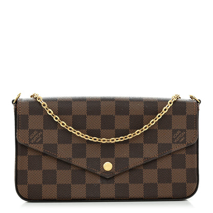 Louis Vuitton Damier Ebene Pochette Felicie Chain Wallet 3 of 15