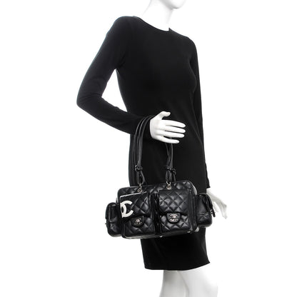 Chanel Calfskin Quilted Small Cambon Multipocket Reporter Black White 2 of 8