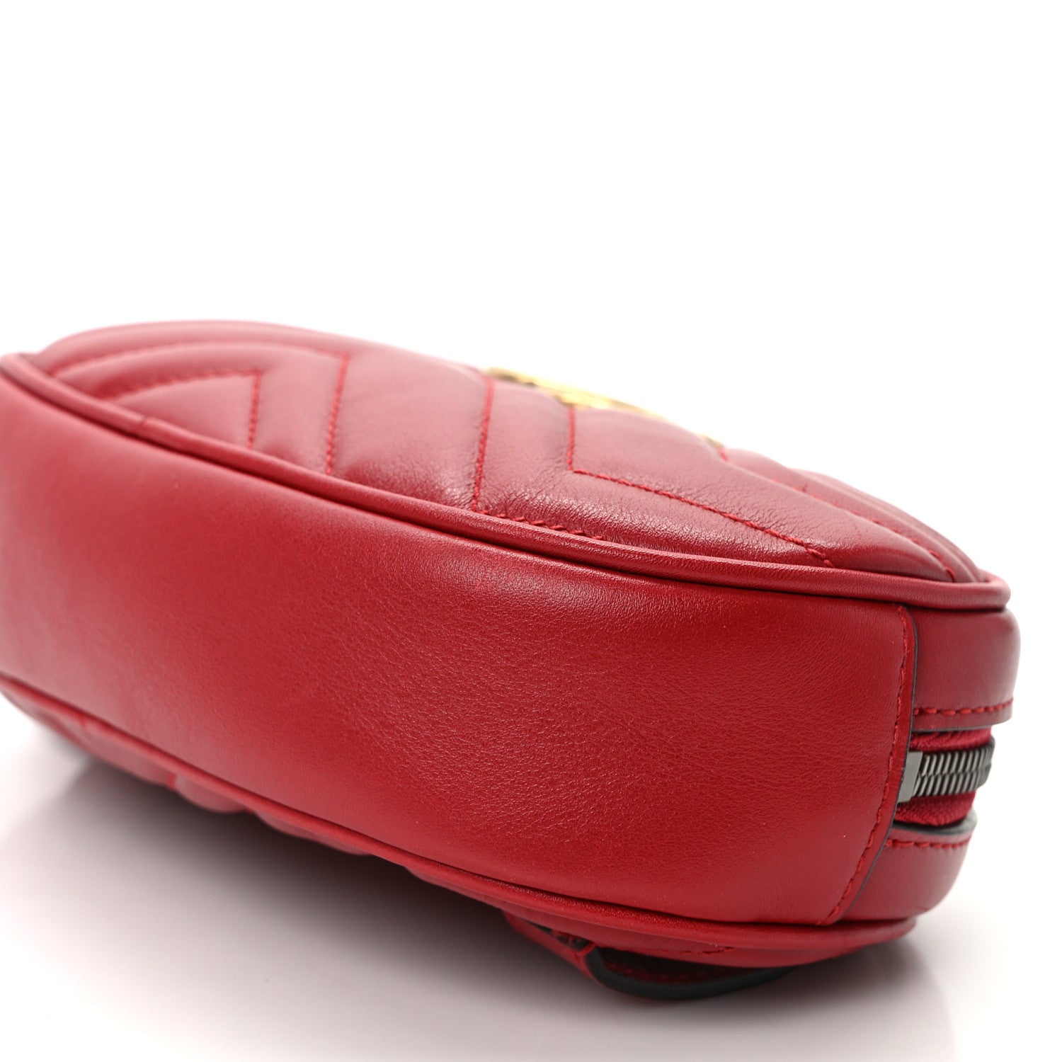 Gucci Calfskin Matelasse GG Marmont Belt Bag 75 30 Hibiscus Red 8 of 9