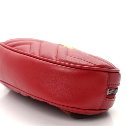 Gucci Calfskin Matelasse GG Marmont Belt Bag 75 30 Hibiscus Red 8 of 9