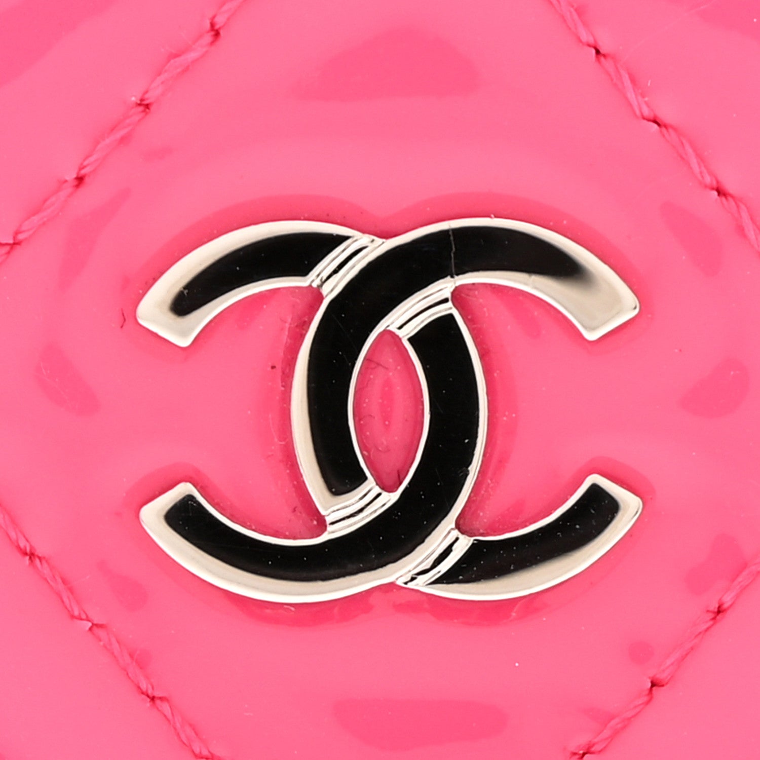 Chanel Patent Quilted Small Clutch With Chain Pink Black 12 of 14