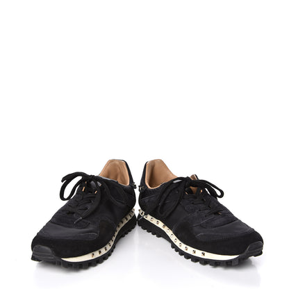 Valentino Garavani Suede Nylon Camouflage Womens Soul Rockstud Sneakers 37.5 Black 6 of 10