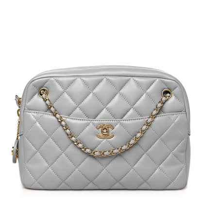 Chanel Shiny Lambskin Quilted Medium Camera Case Grey 1 of 10