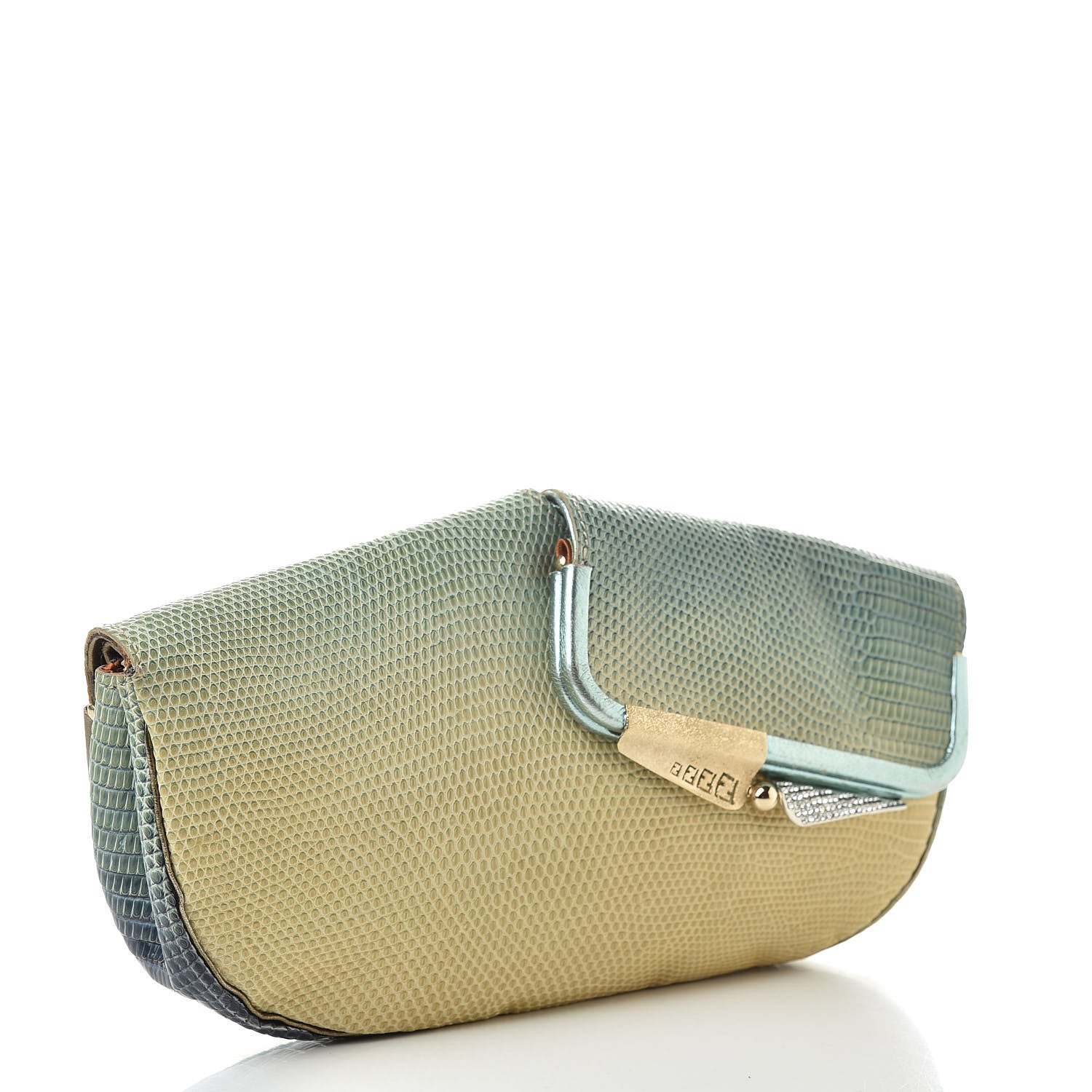 Fendi Lizard Ombre Origami Borderline Clutch Green 3 of 10