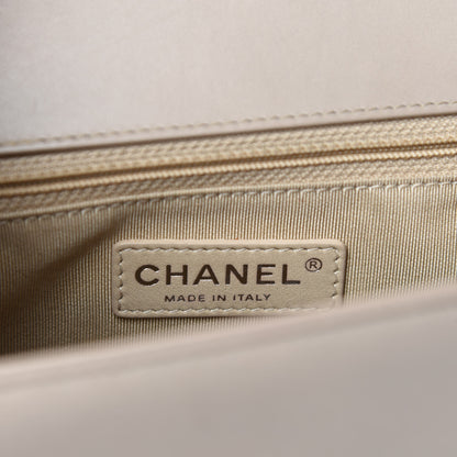 Chanel Patent Chevron Quilted New Medium Boy Flap Light Beige 9 of 12