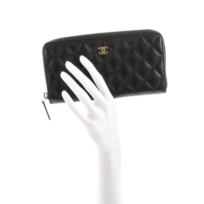 Chanel Caviar Quilted Large Gusset Zip Around Wallet Black 2 of 8