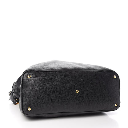 Gucci Pebbled Calfskin Twill Medium Top Handle Satchel Black 4 of 13