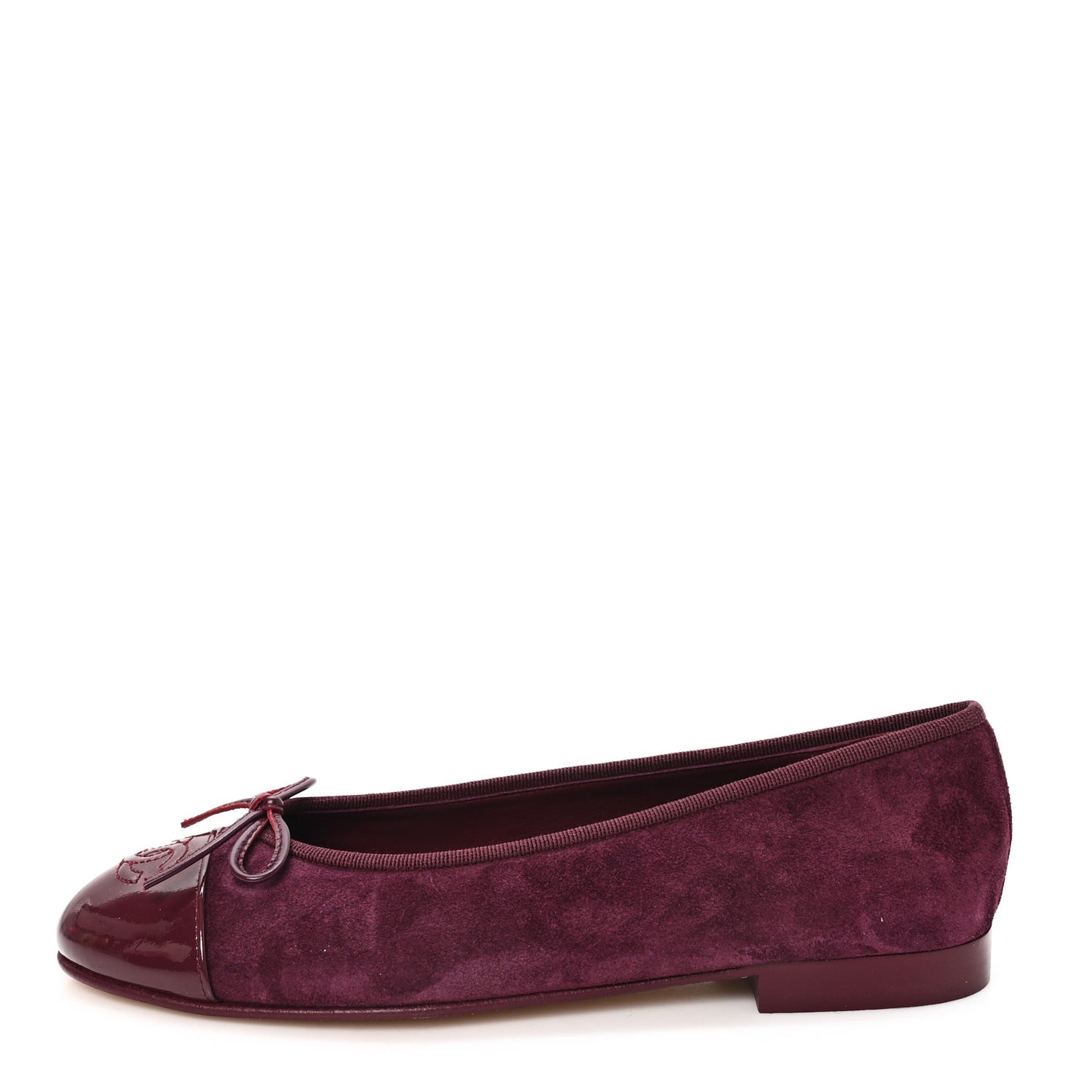 Suede Patent Cap Toe CC Ballerina Flats 37.5 Burgundy