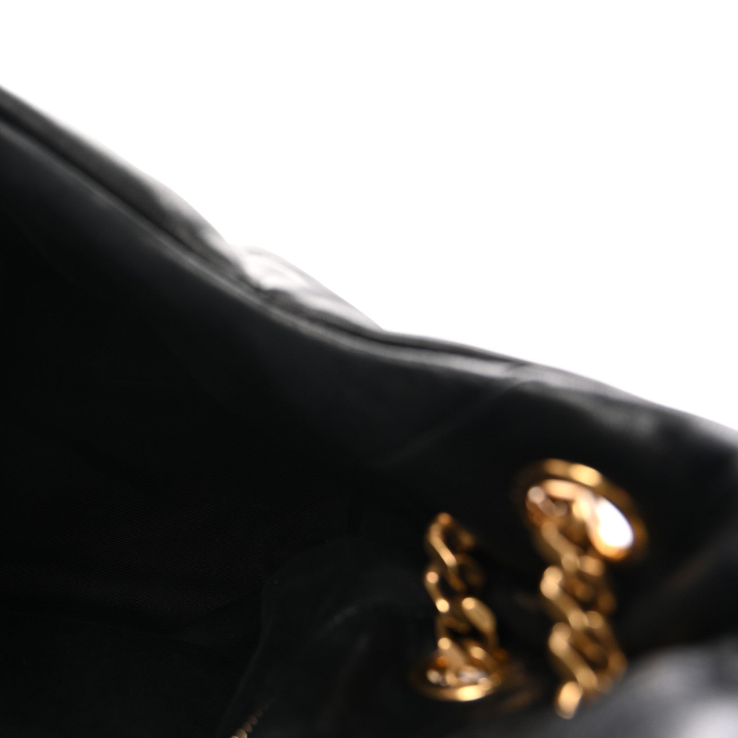 Saint Laurent Lambskin Quilted Medium Loulou Puffer Monogram Chain Satchel Black 5 of 9